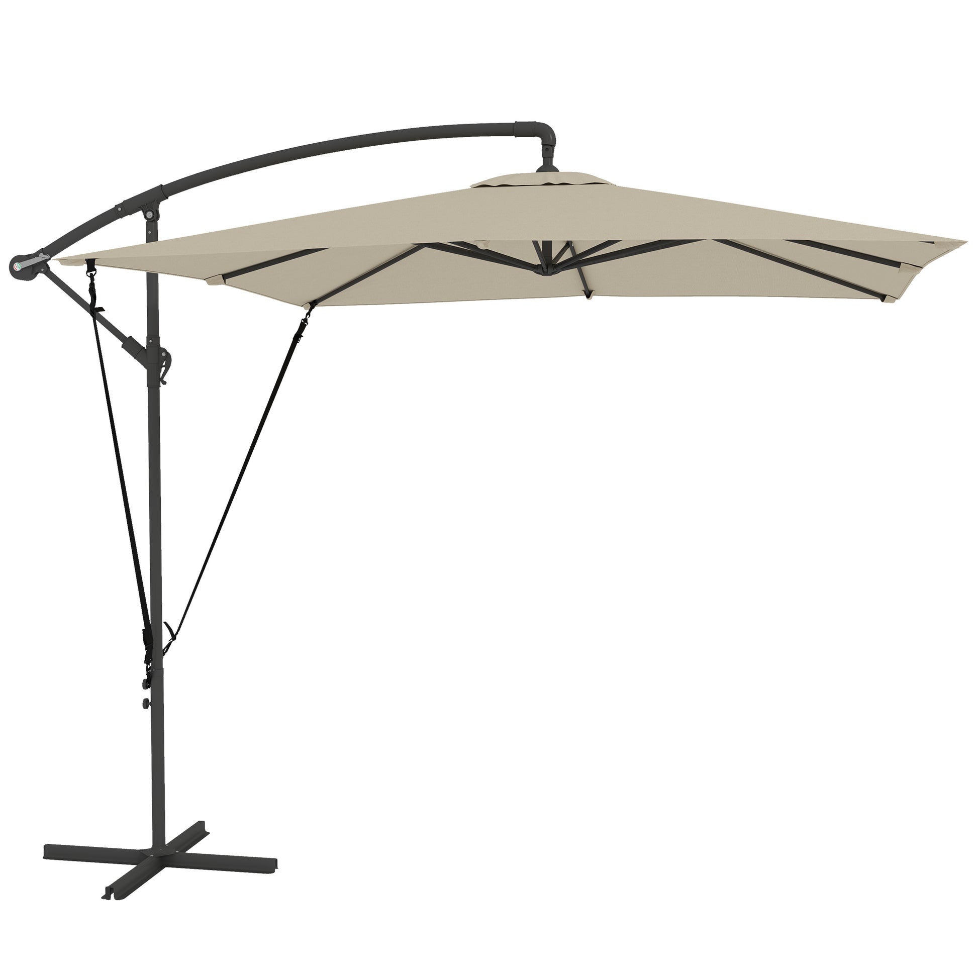 Outsunny Parasol Excéntrico 247x247 Cm Con Base Cruzada Manivela Caqui_0
