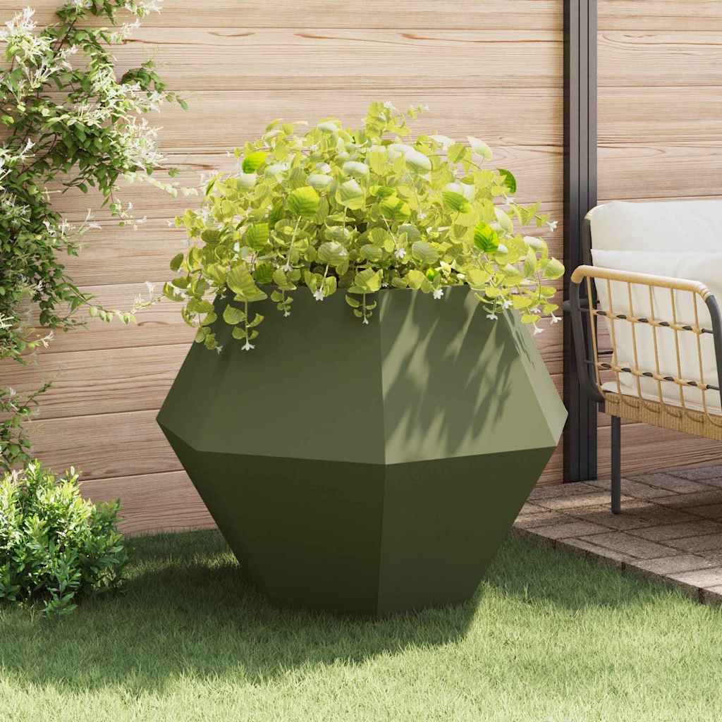 Jardinera 2 Pcs Verde Oliva 100 X 100 X 80 Cm Acero_3