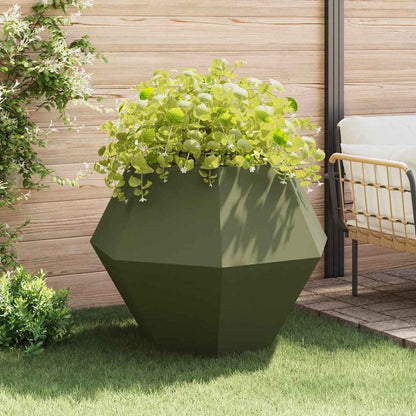 Jardinera 2 Pcs Verde Oliva 100 X 100 X 80 Cm Acero_3