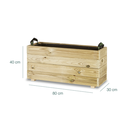 Jardinera Rectangular De Madera Tratada Para Exterior Ghio Hortalia 80x30x40 Cm_5