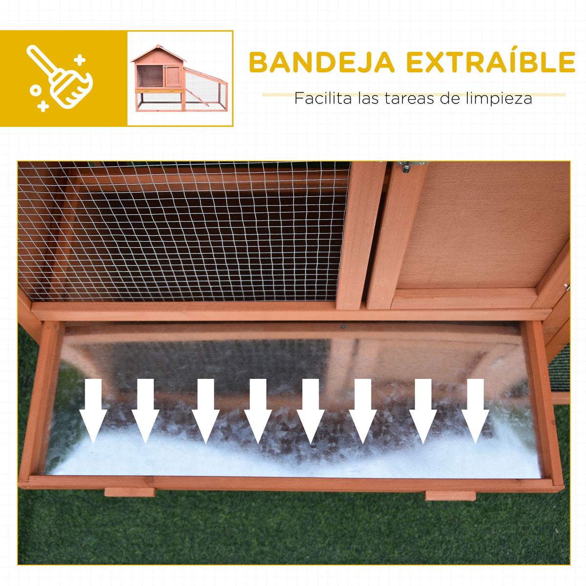Pawhut Conejera Exterior 2 Niveles Con Bandeja Extraíble Jardín Patio_5