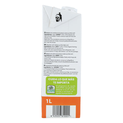 Pack 4x Bebida Avena Sin Gluten Bio Sol Natural 1 L