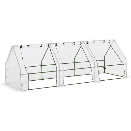 Outsunny Invernadero De Terraza 270x90x90 Cm Con Ventanas Cultivo Plantas Blanco_0