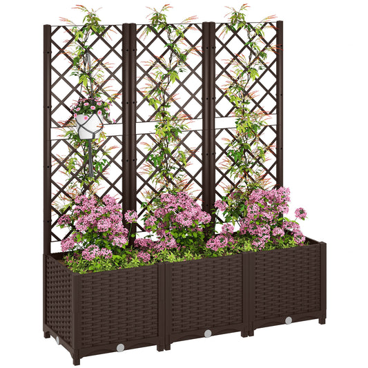Jardinera Con Enrejado Outsunny Pp Marrón 120x40x135 Cm_0