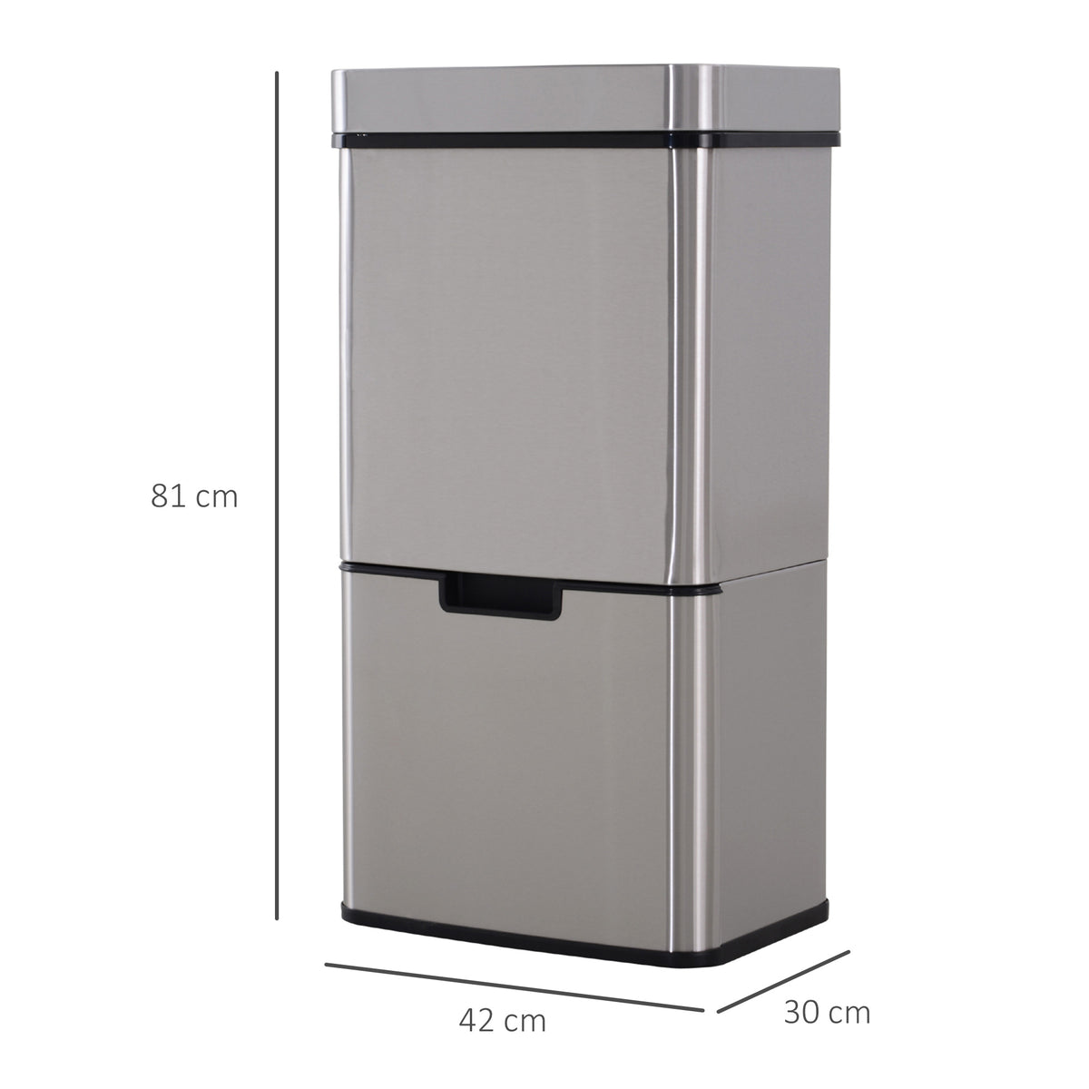 Balde De Cozinha Homcom Prata Aço Inoxidável E Abs 42x30x81cm_2