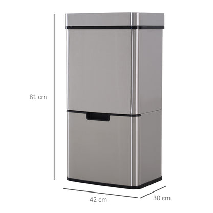 Balde De Cozinha Homcom Prata Aço Inoxidável E Abs 42x30x81cm_2