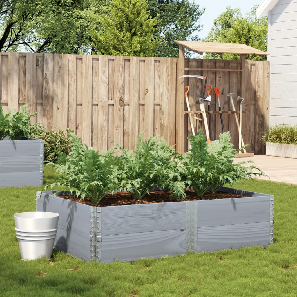 Jardinera De Madera Maciza De Pino Gris 150x100 Cm_1