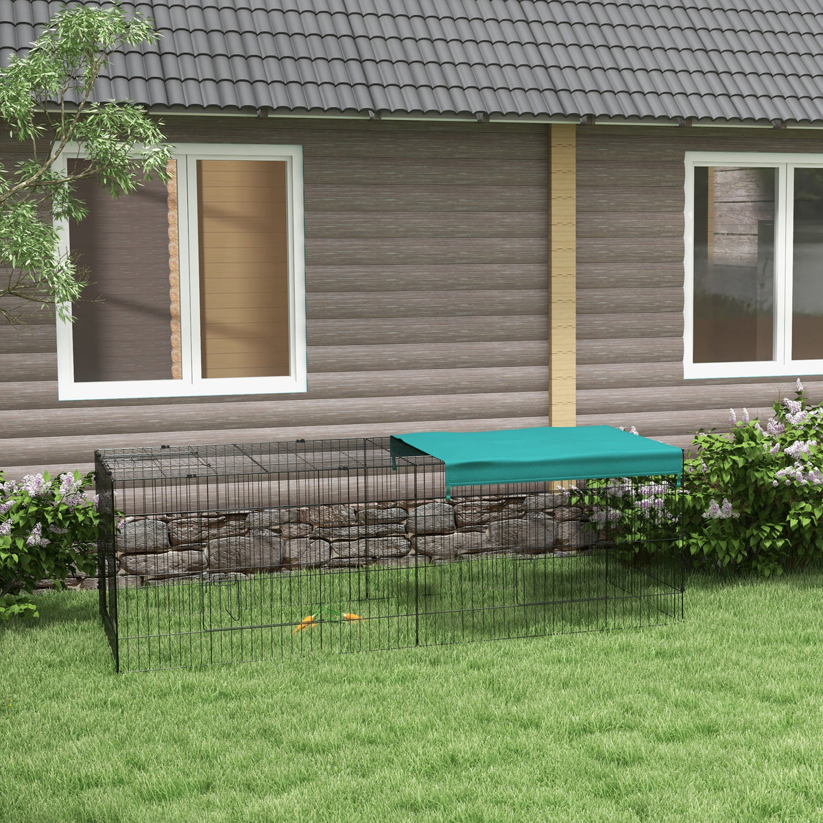 Jaula Animales Pequeños Pawhut Acero Verde 220x85x70 Cm_1