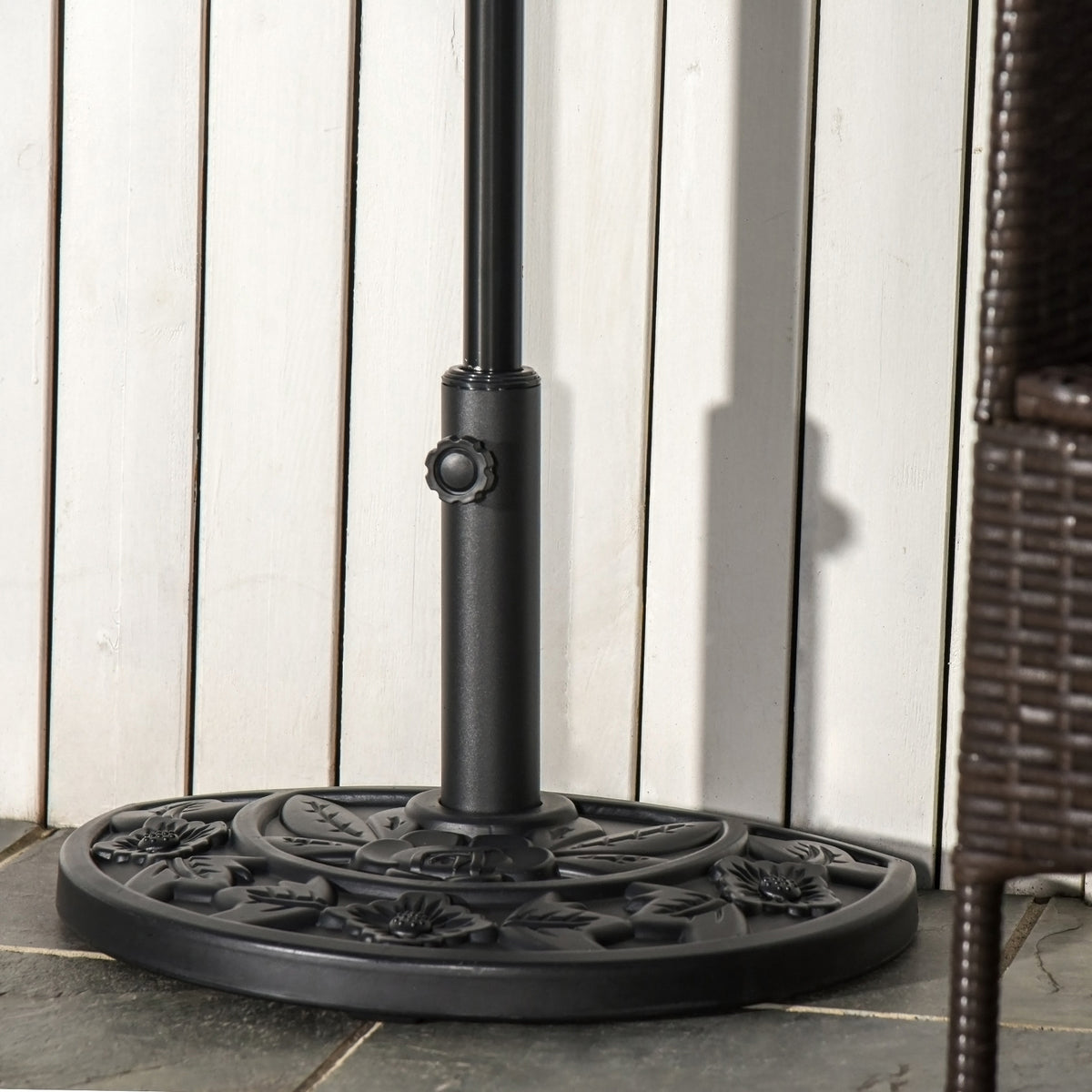 Base De Sombrilla Semicircular Peso 9 Kg Outsunny 50x32x32 Cm Negro_1
