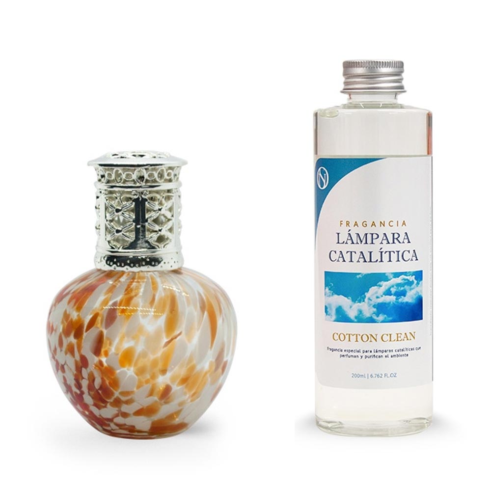 Lámpara Catalítica Drops Orange + Fragancia Cotton Clean 200ml - Elimina Malos Olores, Impurezas Y Perfuma_0