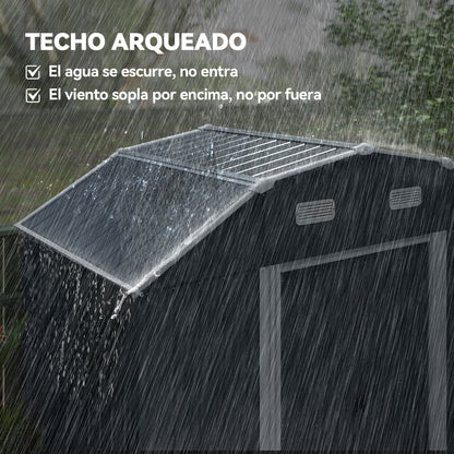 Outsunny Cobertizo De Jardín Exterior 2,7 M² 238x132x198,5 Cm Con Base Gris_5