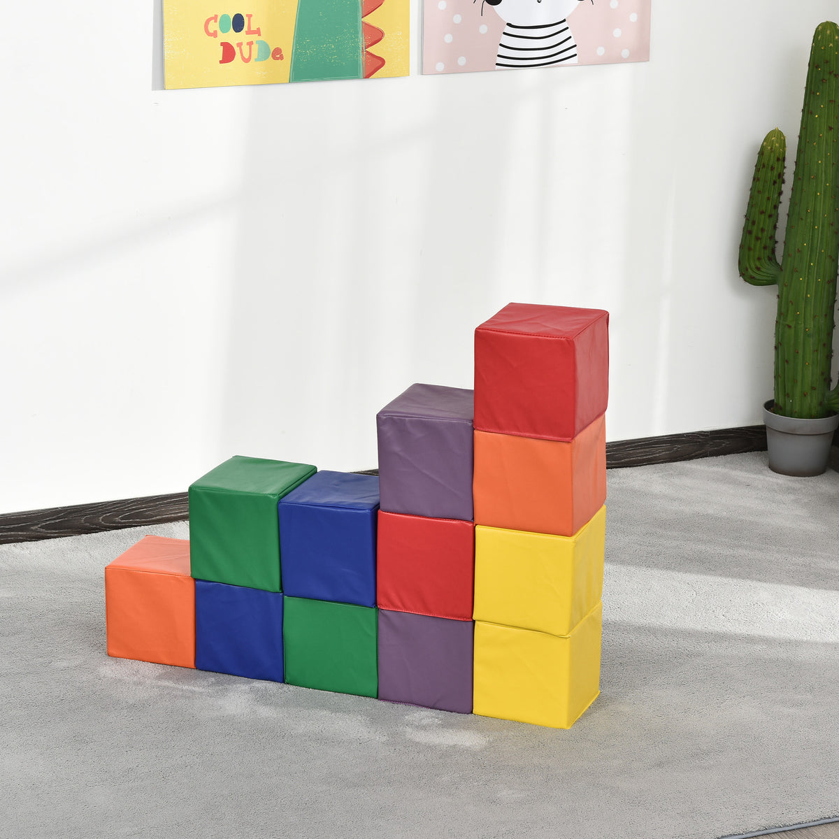 Homcom Juego De 12 Bloques Psicomotricidad Para Niños Multicolor_1