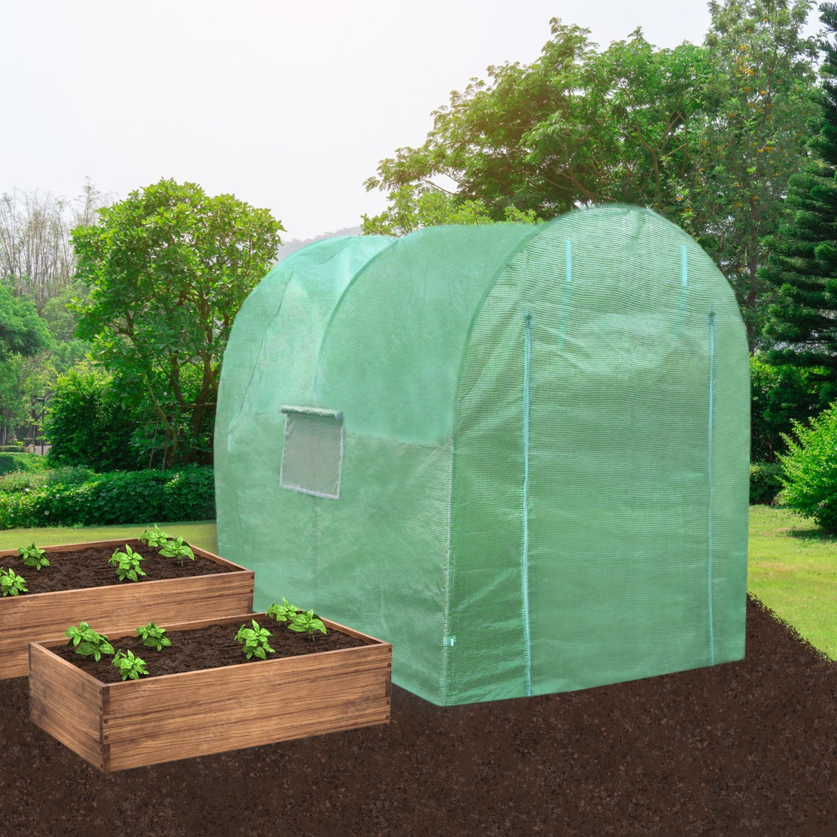 Invernadero Politúnel Con Estantería Galvanizada De Jardín Carpa De Cultivo 19mm 2 X 3m_3