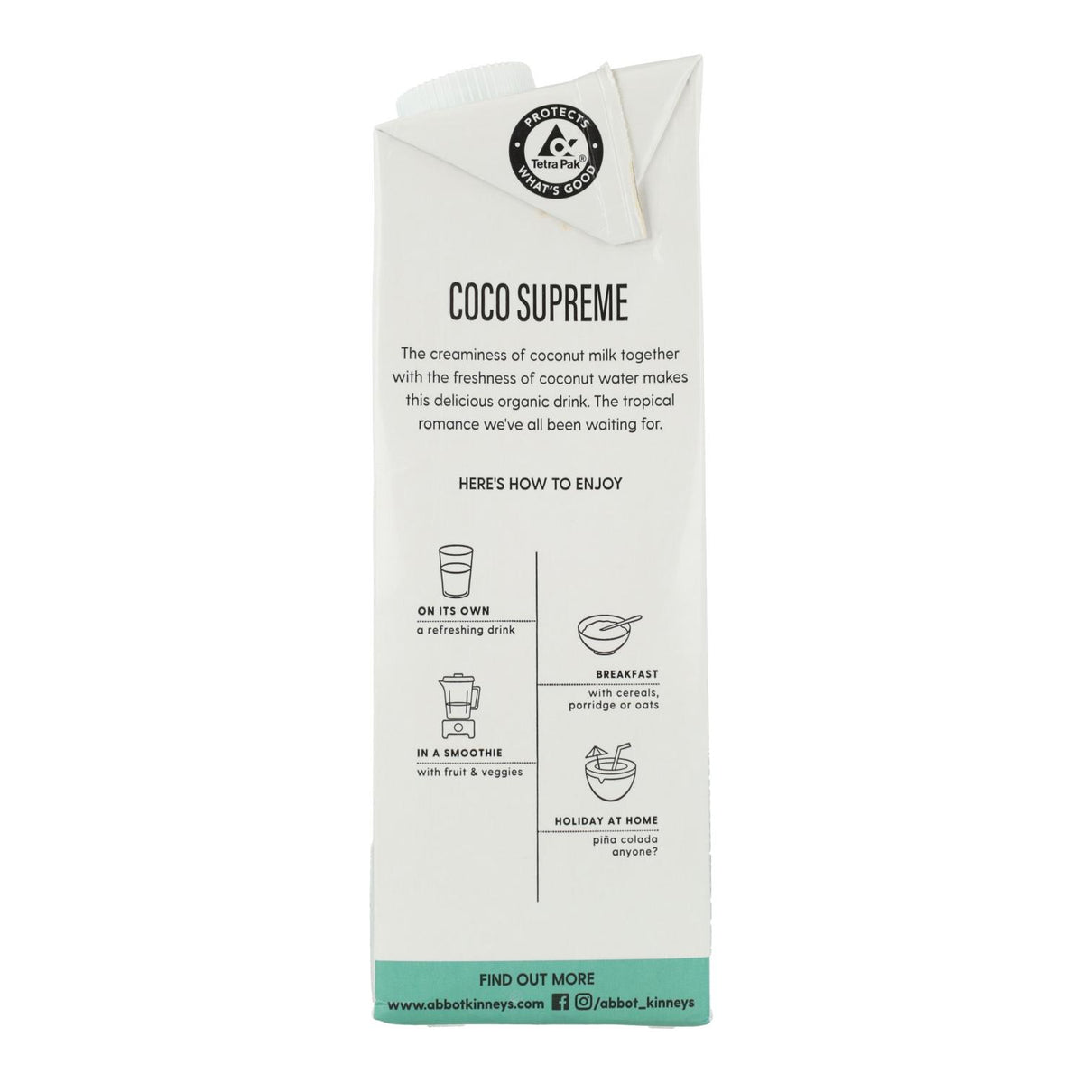 Pack 6x Bebida vegetal coco supreme Bio Abbot Kinney 1L