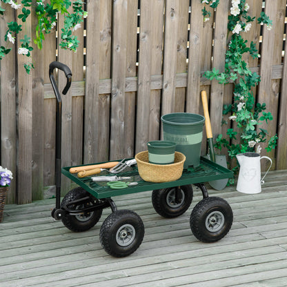 Outsunny Carro De Jardín Con Ruedas Grandes Mango Revestido Carga 150 Kg Negro_1