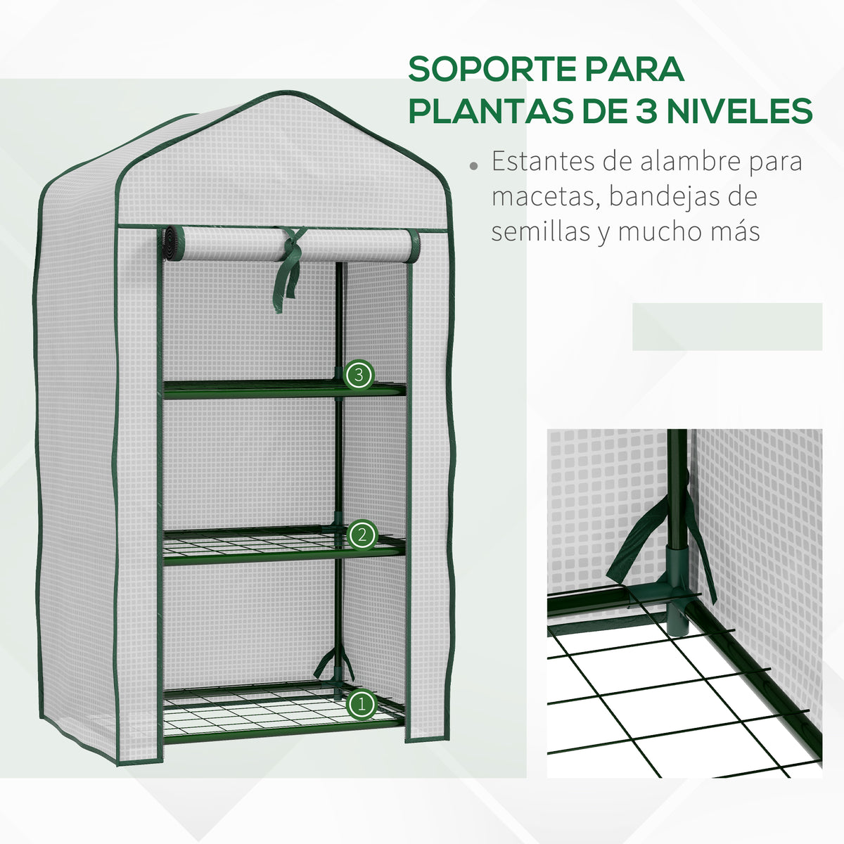 Invernadero De Jardín Outsunny Acero, Pe Blanco 59x39x127 Cm_4