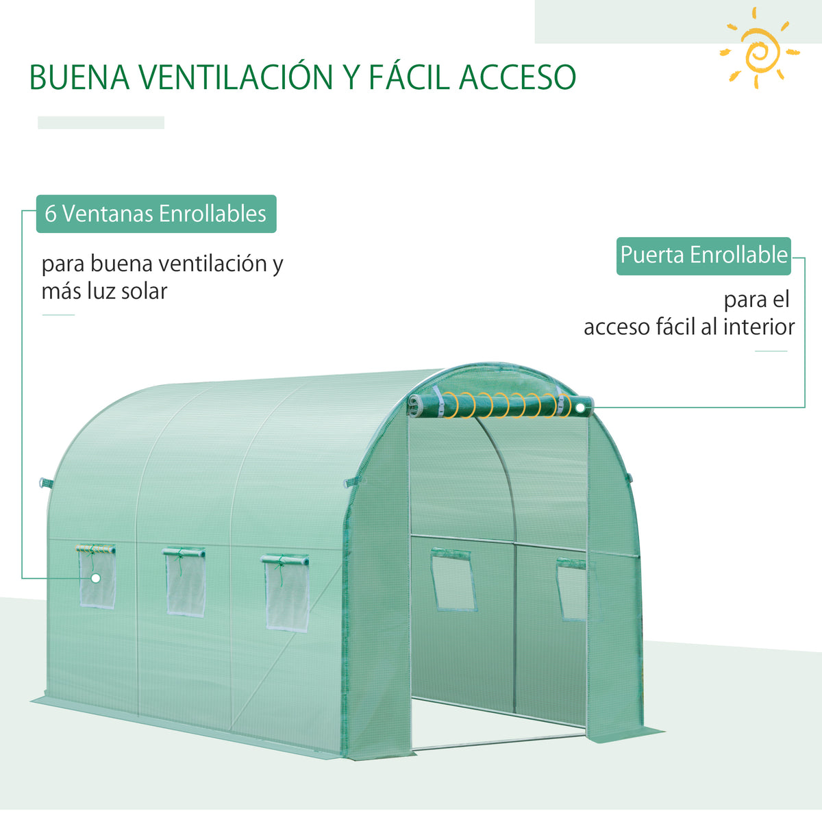 Cubierta De Invernadero Outsunny Verde 300x200x200 Cm_5