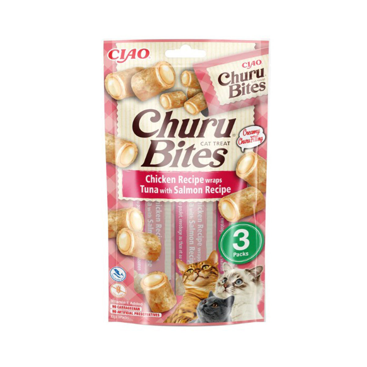 Churu Cat Bites receta de atún con salmón Snack para gatos 3 x 10 g