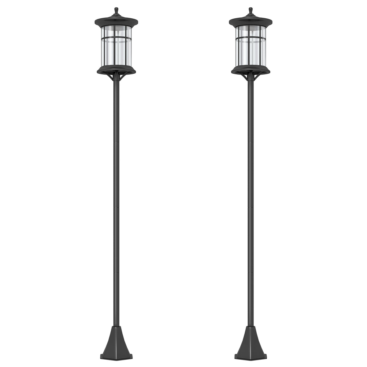 Outsunny 2 Farolas Solares Exterior Con Panel Solar 23,5x23,5x184 Cm Negro_0