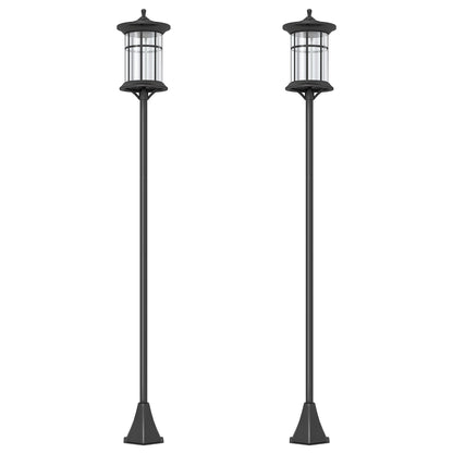 Outsunny 2 Farolas Solares Exterior Con Panel Solar 23,5x23,5x184 Cm Negro_0