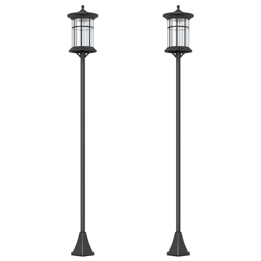 Outsunny 2 Farolas Solares Exterior Con Panel Solar 23,5x23,5x184 Cm Negro_0