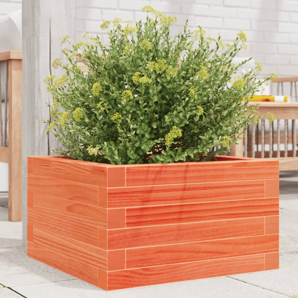 Jardinera De Madera Maciza De Pino Marrón Cera 40x40x23 Cm_1