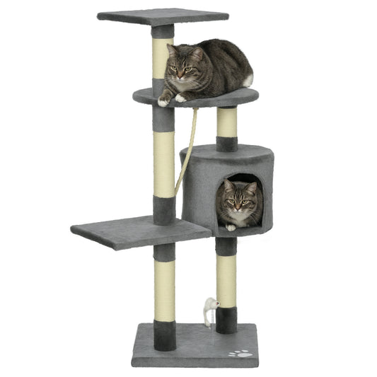 Pawhut Rascador Para Gatos Altura 116cm Con Postes De Sisal Cueva Y Plataformas_0