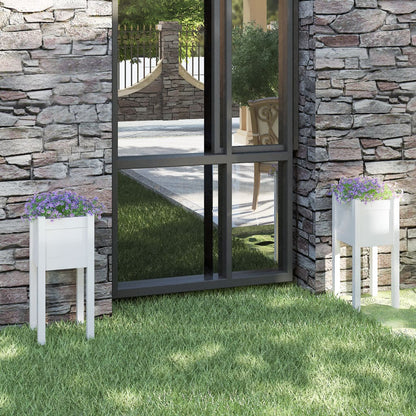 Jardineras 2 Uds Madera Maciza De Pino Blanco 31x31x70 Cm_1
