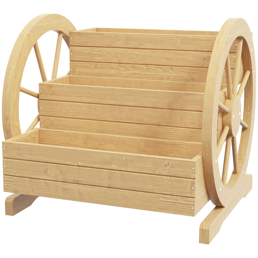 Jardinera Outsunny Madera De Abeto Madera Natural 61x62x57 Cm_0