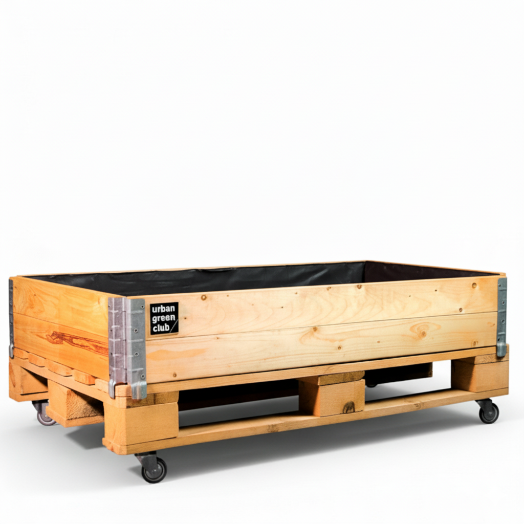 Bancal De Cultivo Pro De Madera De Pino Con Ruedas Urban Green Club - 120x80x40 Cm 200 L_0