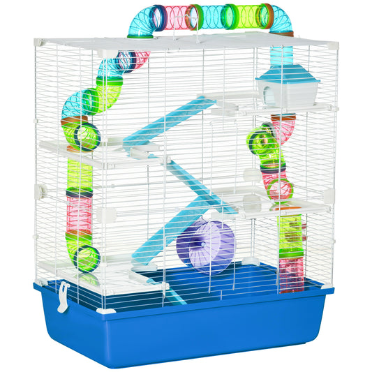 Jaula Para Hámster Pawhut Acero, Pp Azul 59x36x69 Cm D51-233bu_0