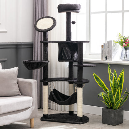 Pawhut Rascador Para Gatos 153 Cm Con Cueva Plataformas Postes De Sisal Y Bola_1