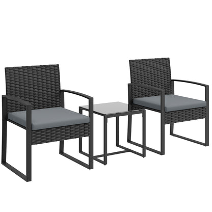 Outsunny Muebles De Jardín Con 2 Sillas Con Cojines Lavables Y Mesa De Vidrio_0