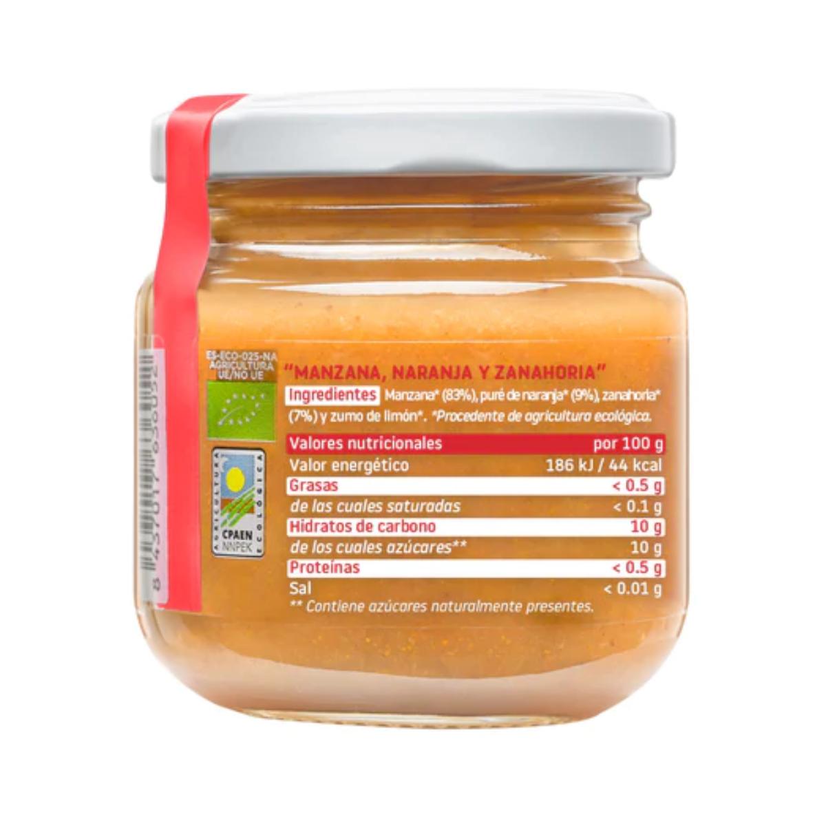 Pack 12x Tarrito de Manzana, Naranja y Zanahoria BIO +6 Meses Smileat, 130g