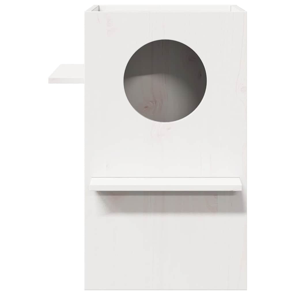 Casa Para Gatos Madera Maciza Pino Blanca 43x43x60 Cm_2
