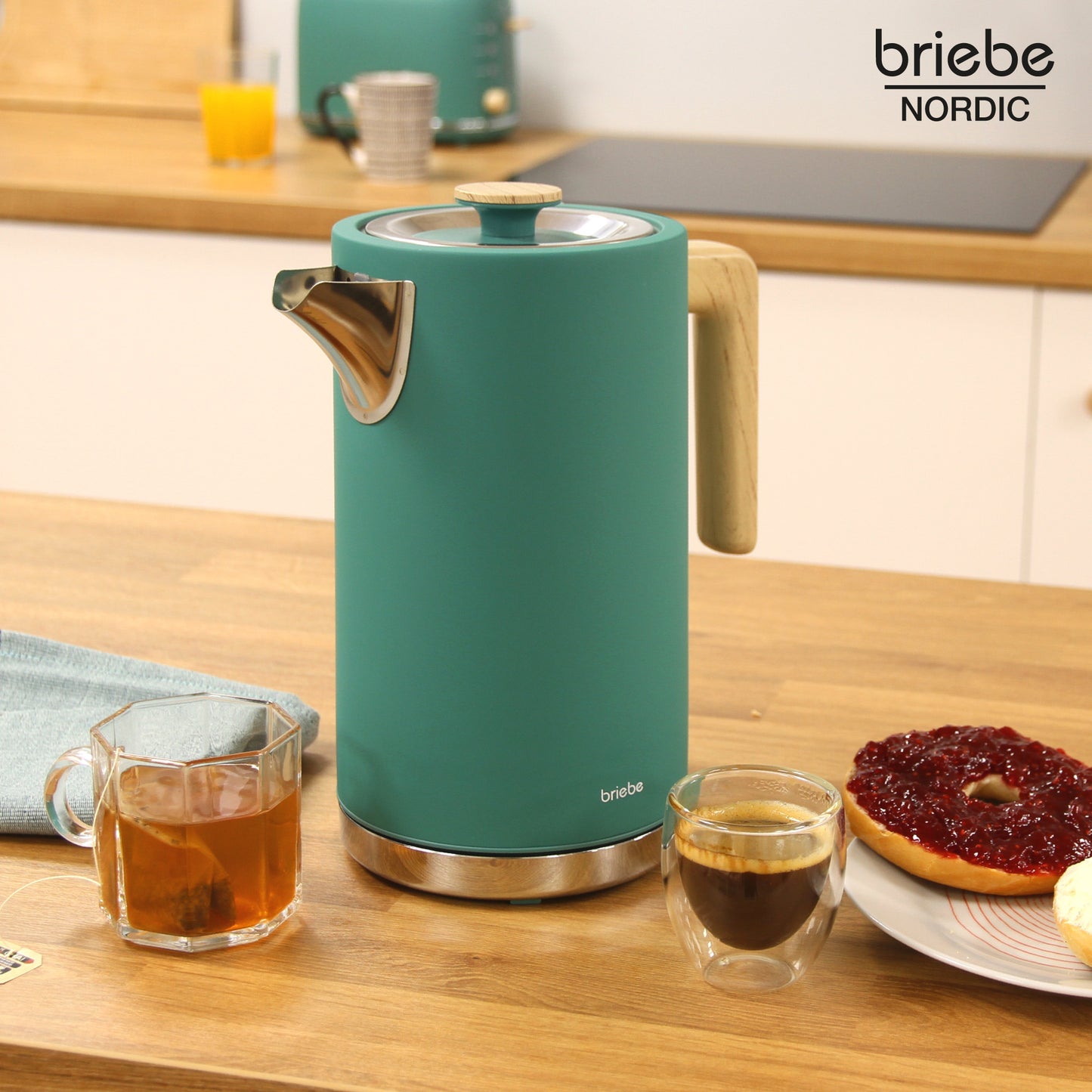 Briebe Nordic Hervidor Agua Eléctrico 1,7l Inalámbrico Ebullición Rápida, Libre De Bpa, Base De 360°, Kt1165gre, Verde_1
