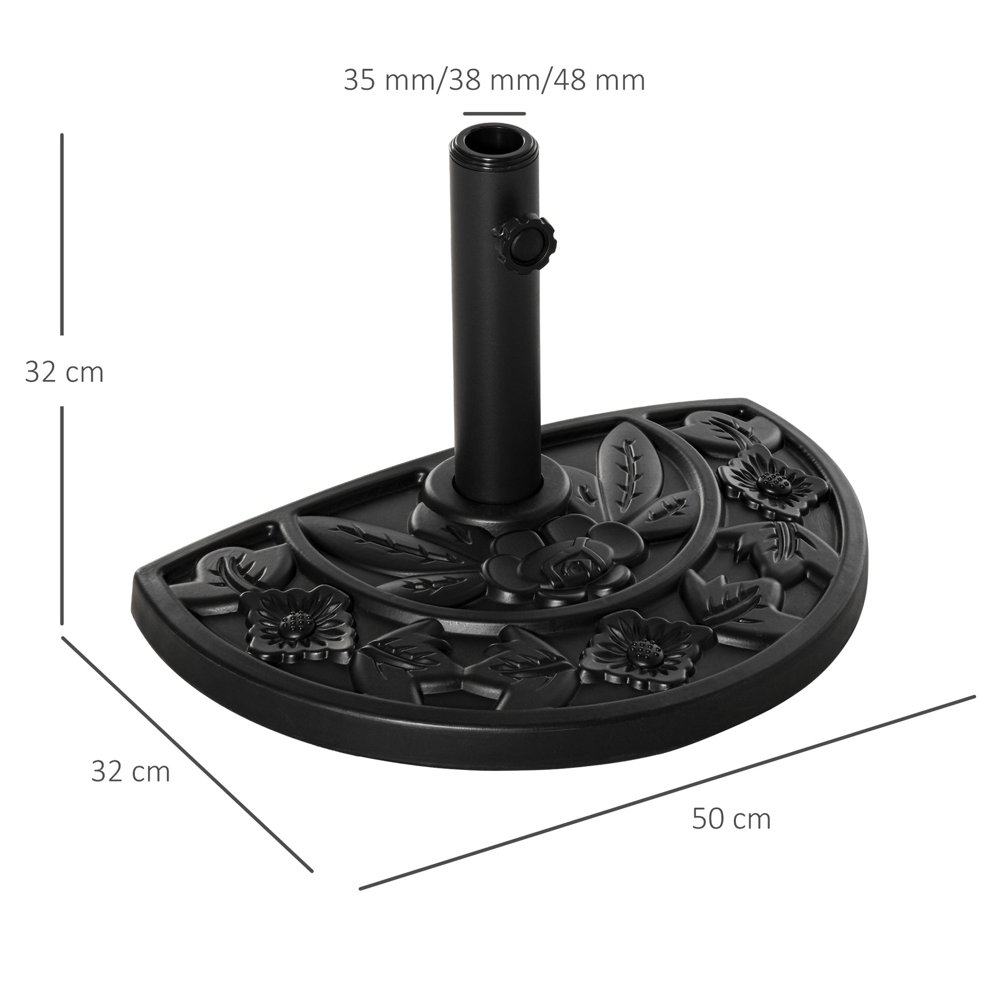 Outsunny Base Para Sombrilla Semicircular Peso 9 Kg Para Mástil 35mm/38mm/48mm_2