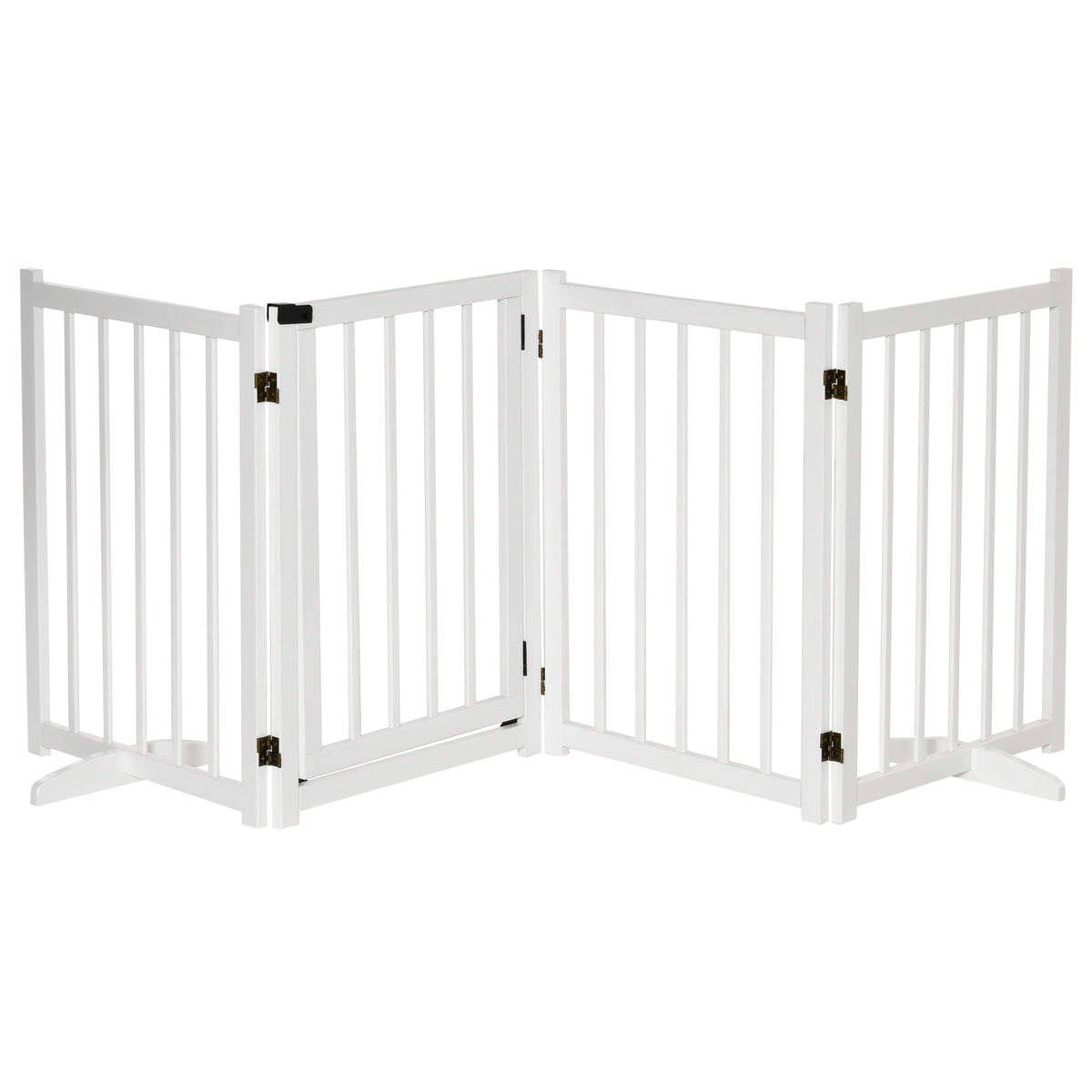 Pawhut Barrera Para Perros Plegable De 4 Paneles Con Puerta 237,5x36x80cm Blanco_0