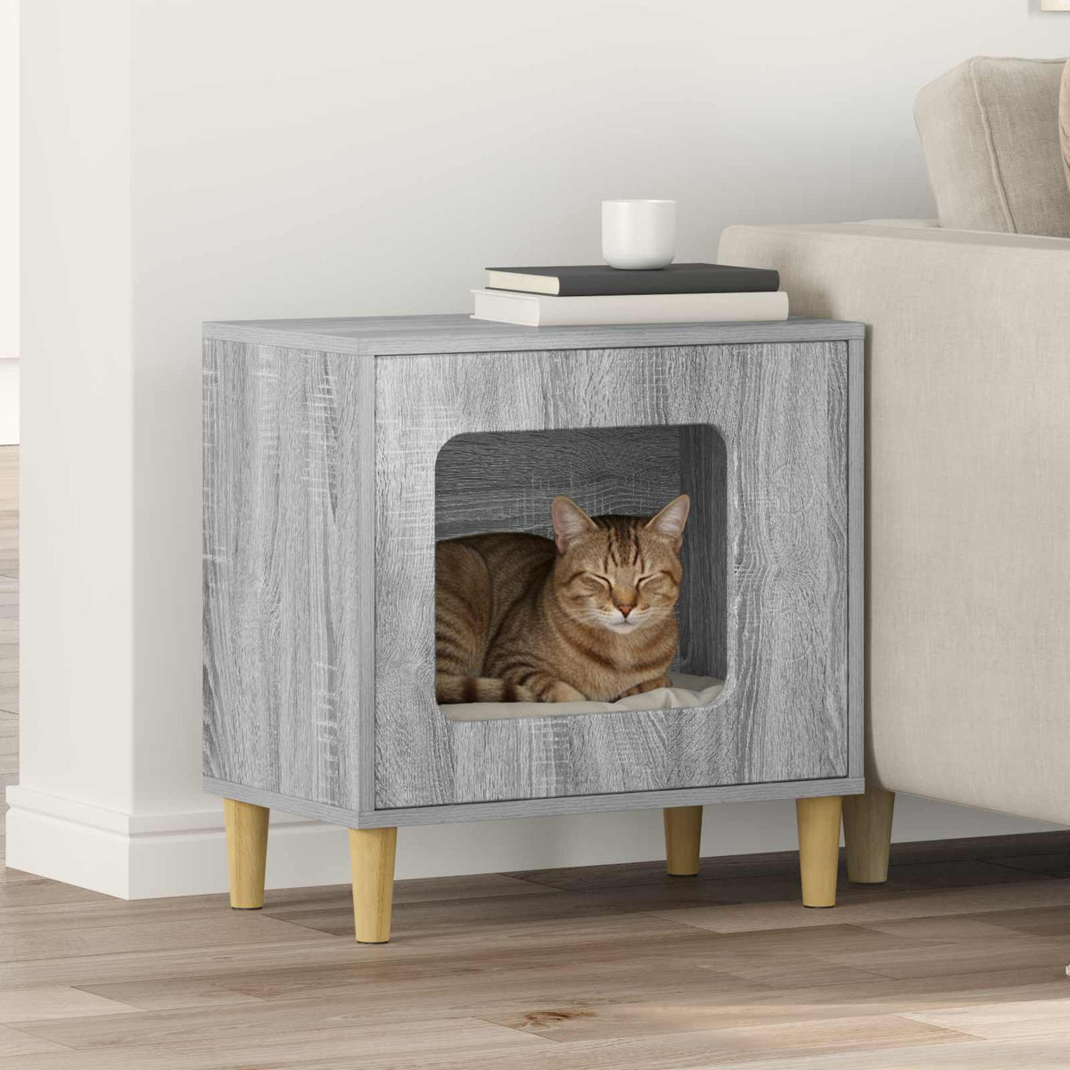 Casa Para Gatos Gris Sonoma 51 X 30 X 52 Cm_1