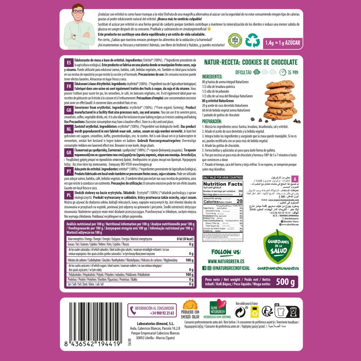 Eritritol Ecológico Naturgreen 500 g