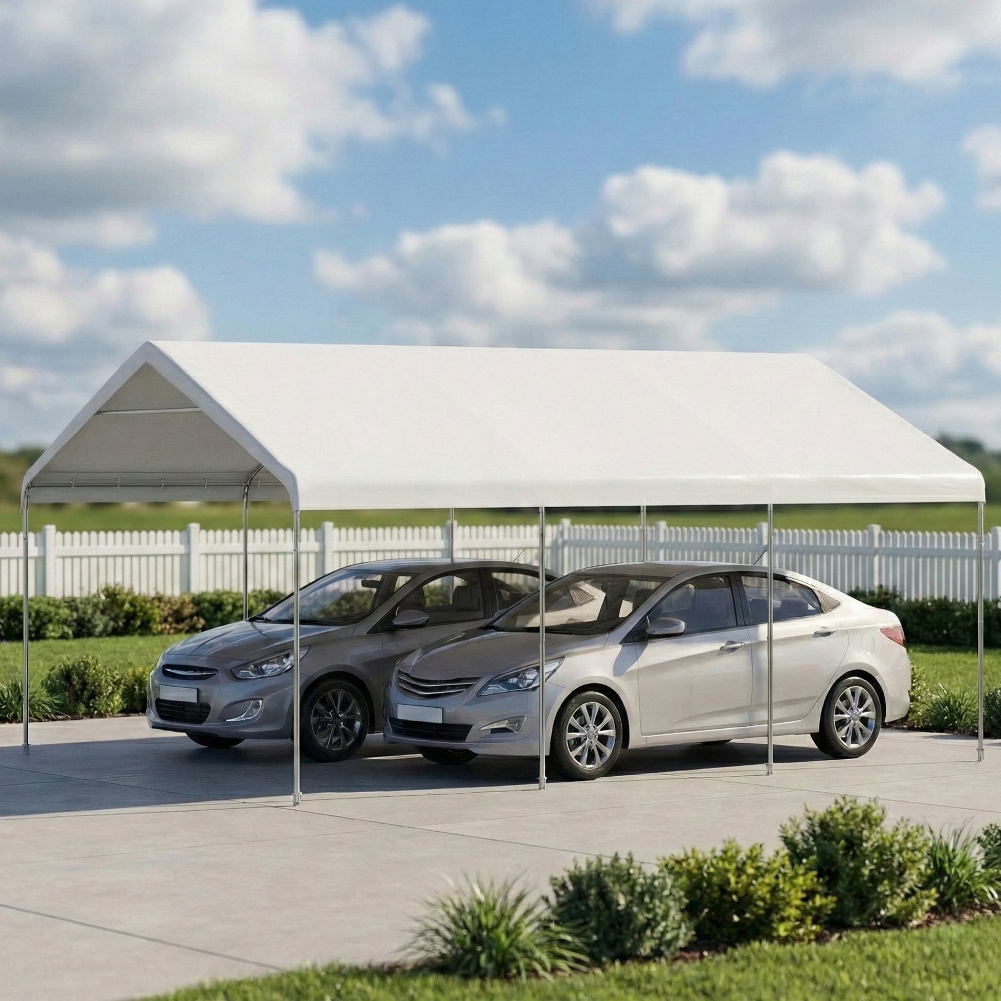 Outsunny Carpa Garaje 5x6 M Impermeable Estructura De Acero Galvanizado Crema_4