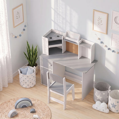 Secretária Infantil Com Cadeira Aiyaplay Mdf Cinzento 90x39x95 Cm_1
