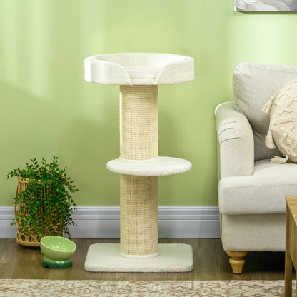 Pawhut Árbol Rascador Para Gatos Altura 91 Cm De 3 Niveles 45x45x91cm Crema_1
