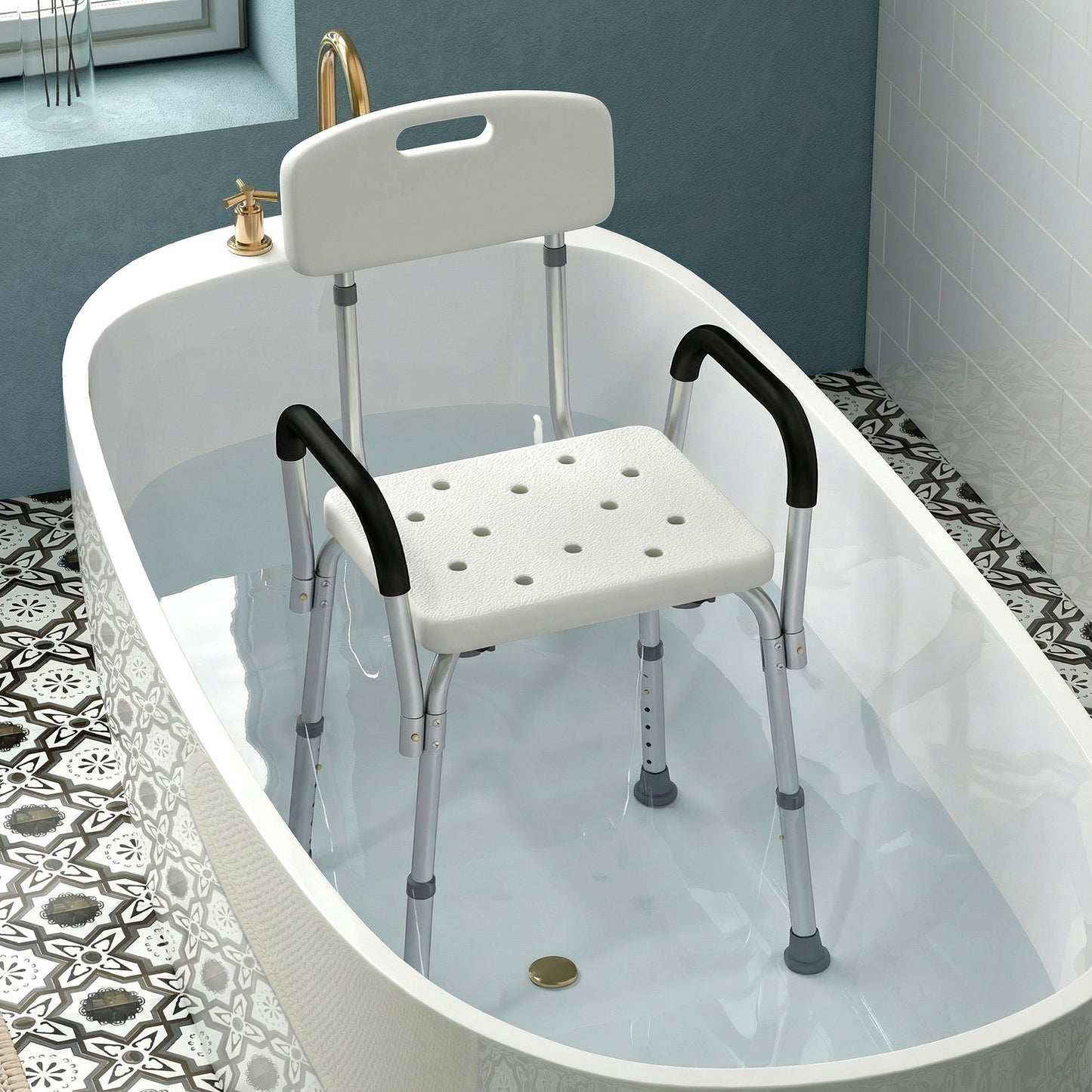 Homcom Silla De Ducha Para Personas Mayores Con Respaldo Carga 136 kg_3