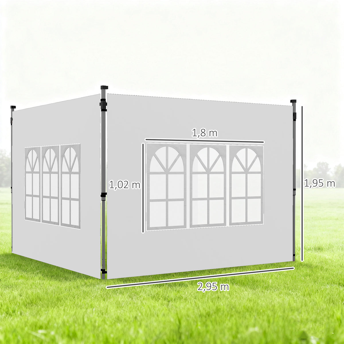Outsunny Paredes Laterales Para Carpa De 2 Paneles 295x195 Cm Con Ventana Blanco_2