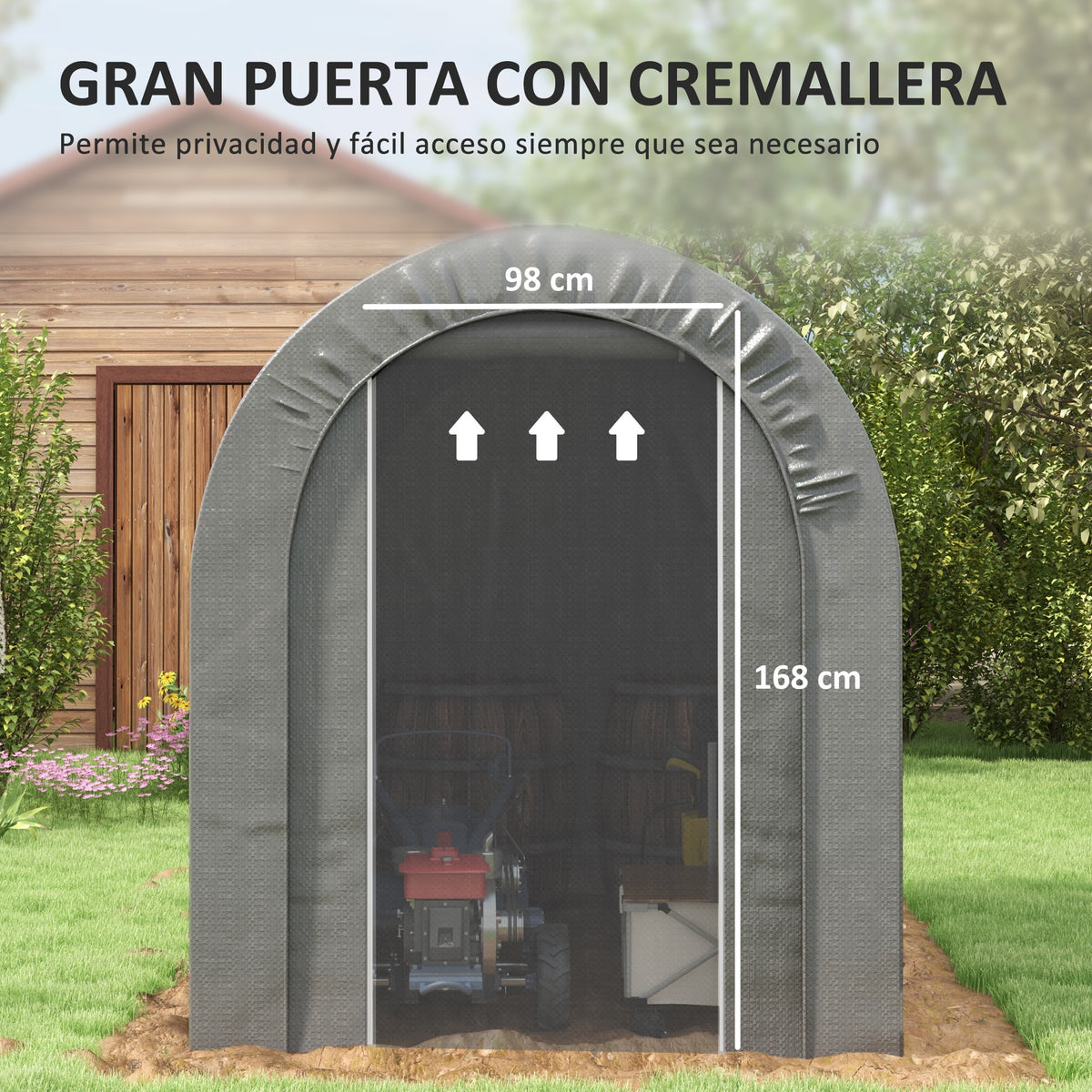 Outsunny Carpa De Jardín Para Herramientas Bicicletas Motos 2,4x1,6x1,9 M Gris_5
