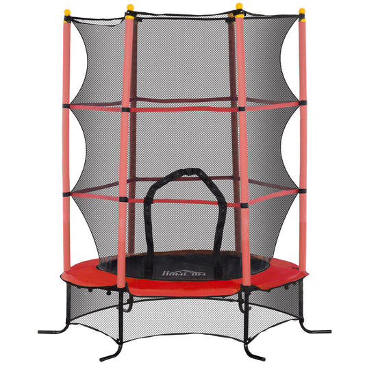 Homcom Cama Elástica Infantil Ø163 Cm Con Red De Seguridad Rojo Y Negro_0