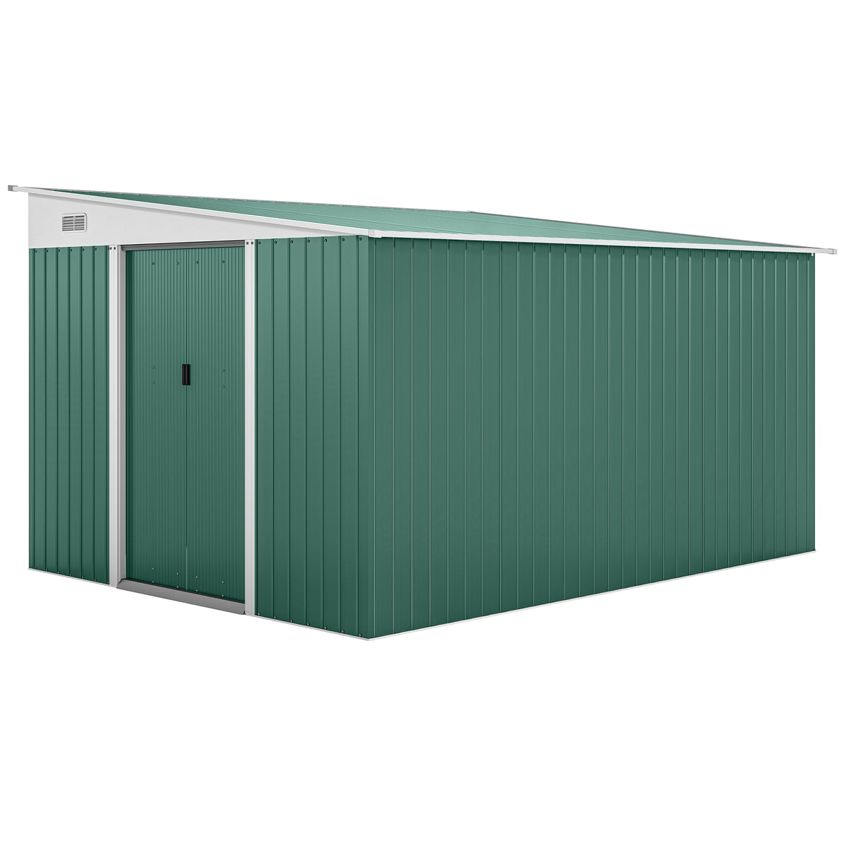 Outsunny Cobertizo De Jardín Exterior 8,9 M² 280x345x201 Cm Con 2 Puertas Verde_0