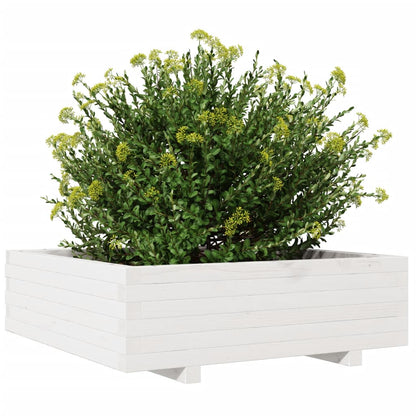 Jardinera De Madera Maciza De Pino Blanca 80x80x26,5 Cm_3