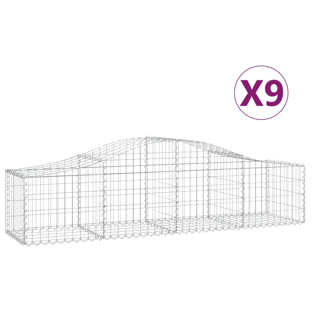 Cestas De Gaviones 9 Uds Forma De Arco Hierro 200x50x40/60 Cm_0